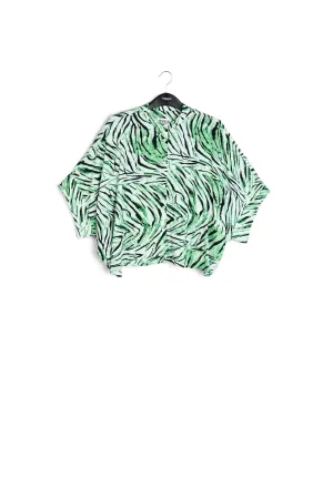 Mint green oversized top with tiger motif