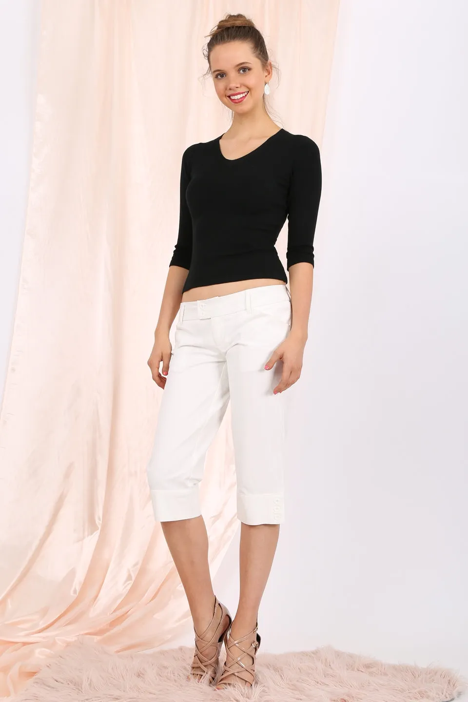 MISS PINKI Heidi cropped pants in White