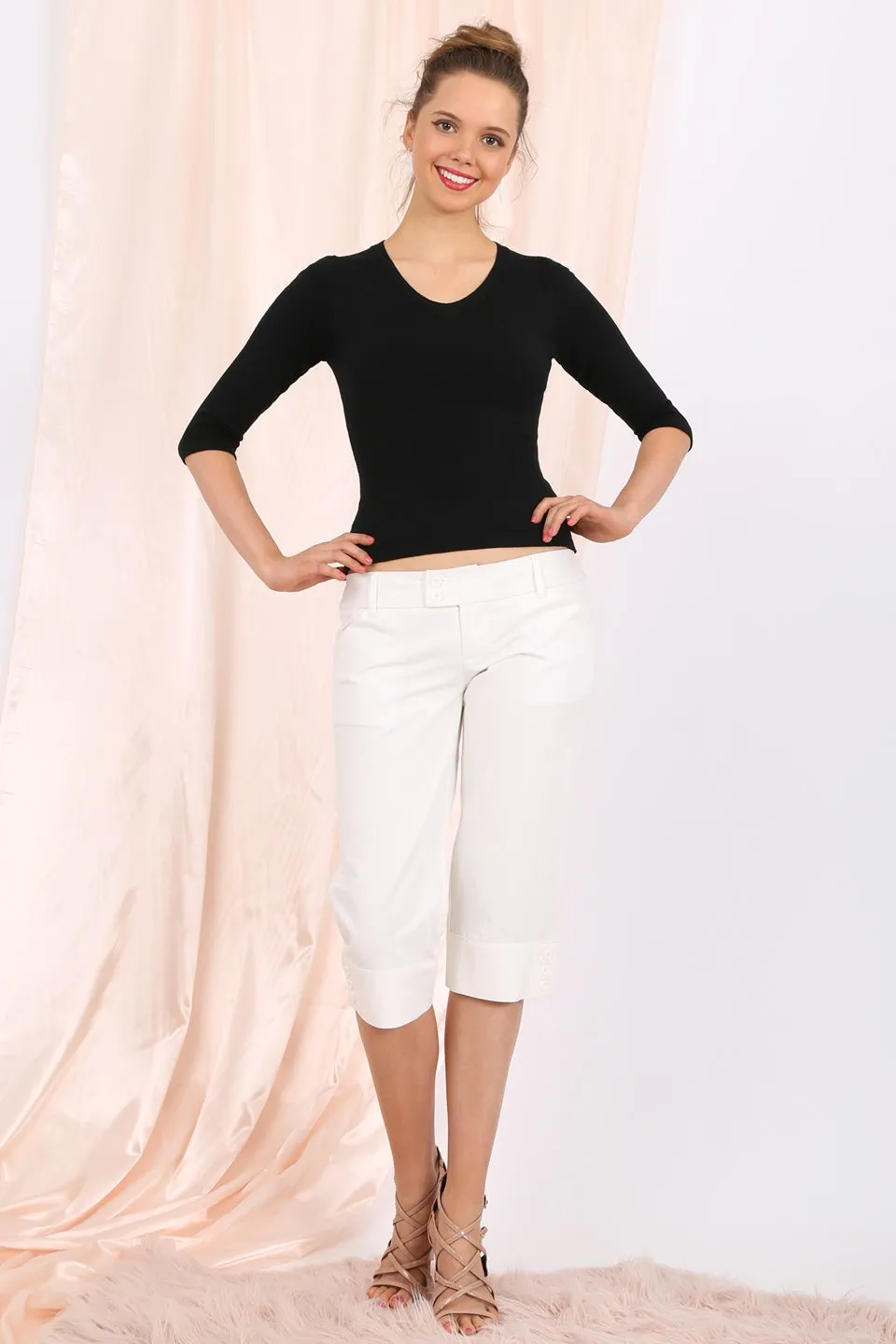 MISS PINKI Heidi cropped pants in White