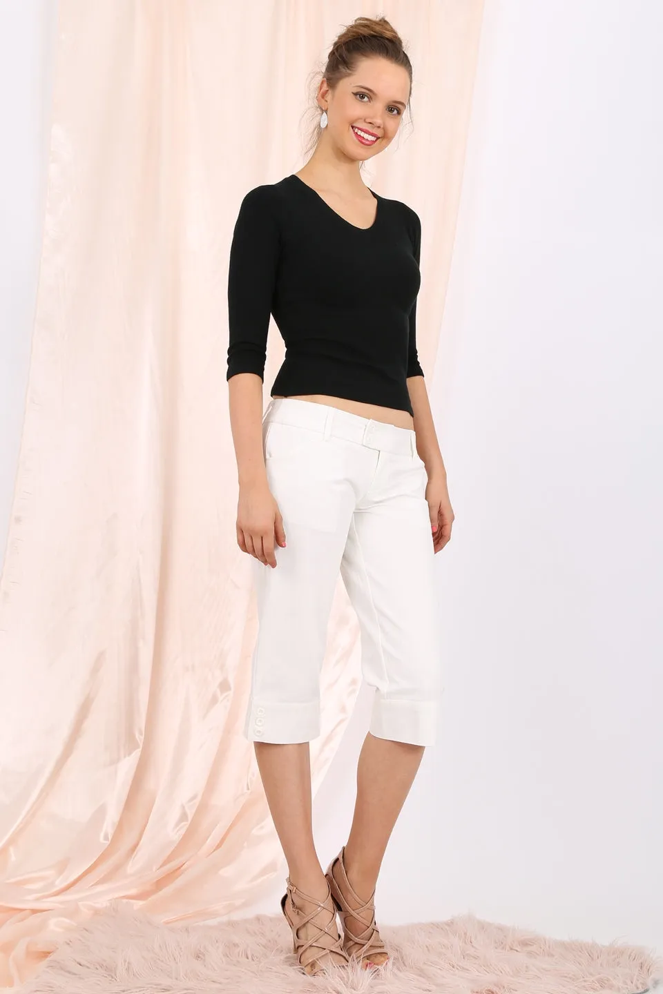 MISS PINKI Heidi cropped pants in White