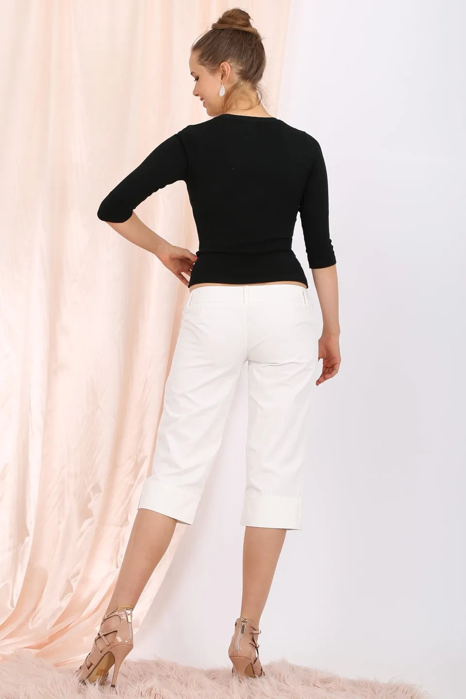 MISS PINKI Heidi cropped pants in White