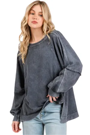 Mittoshop Mineral Wash Raglan Long Sleeve Oversized Top