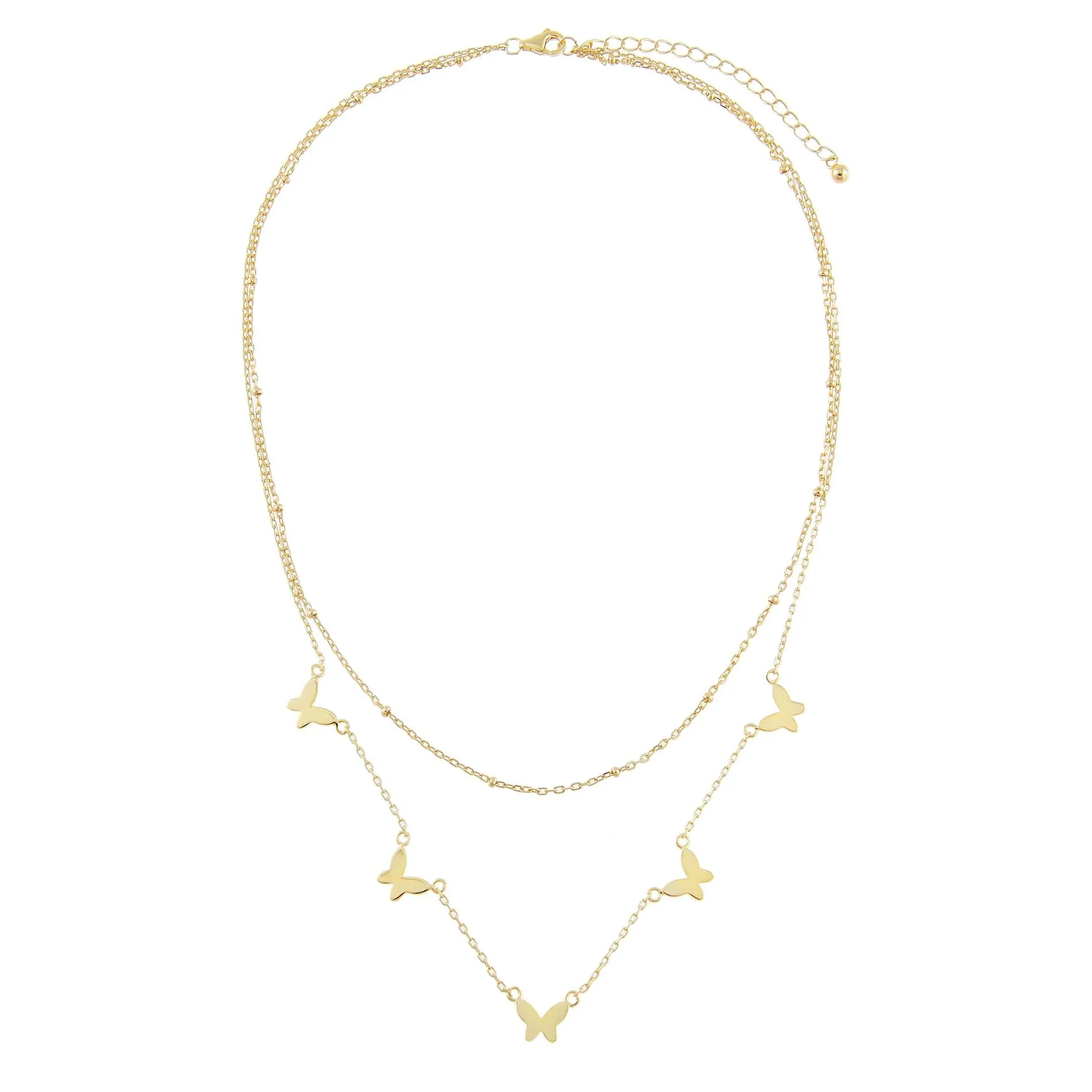 Multi Butterfly X Beaded Chain Necklace