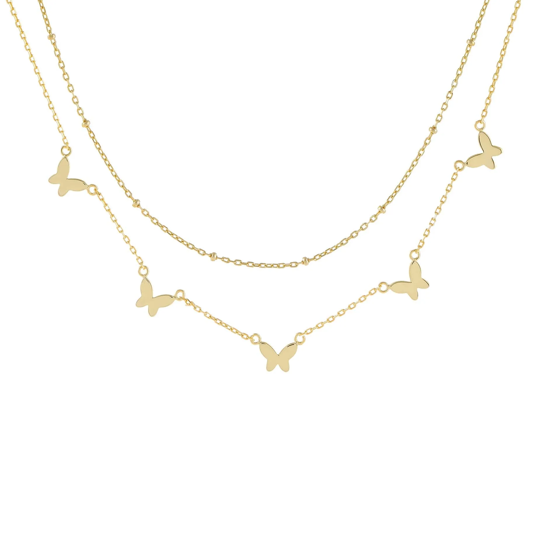 Multi Butterfly X Beaded Chain Necklace
