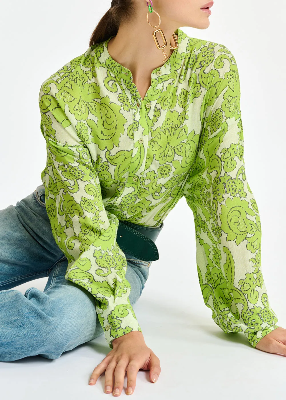 Multicolor floral-print shirt