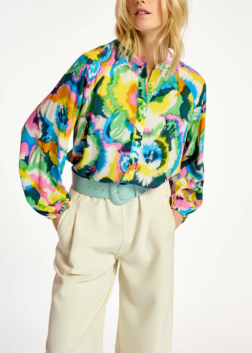 Multicolor floral print shirt