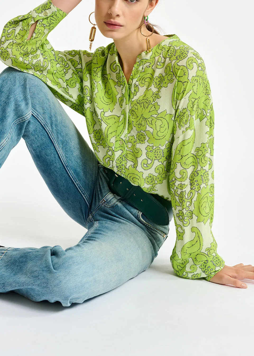 Multicolor floral-print shirt
