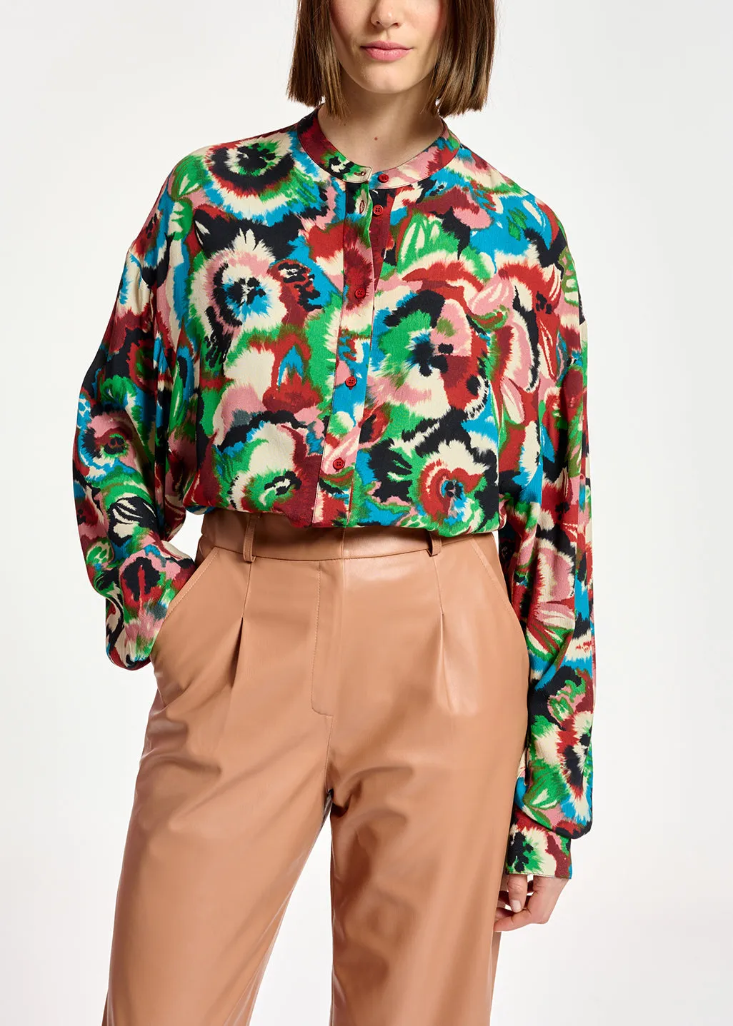 Multicolor floral-print shirt