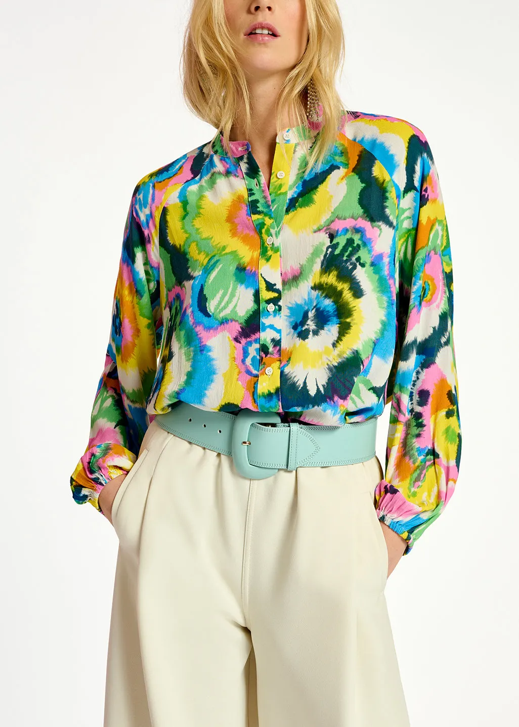 Multicolor floral print shirt
