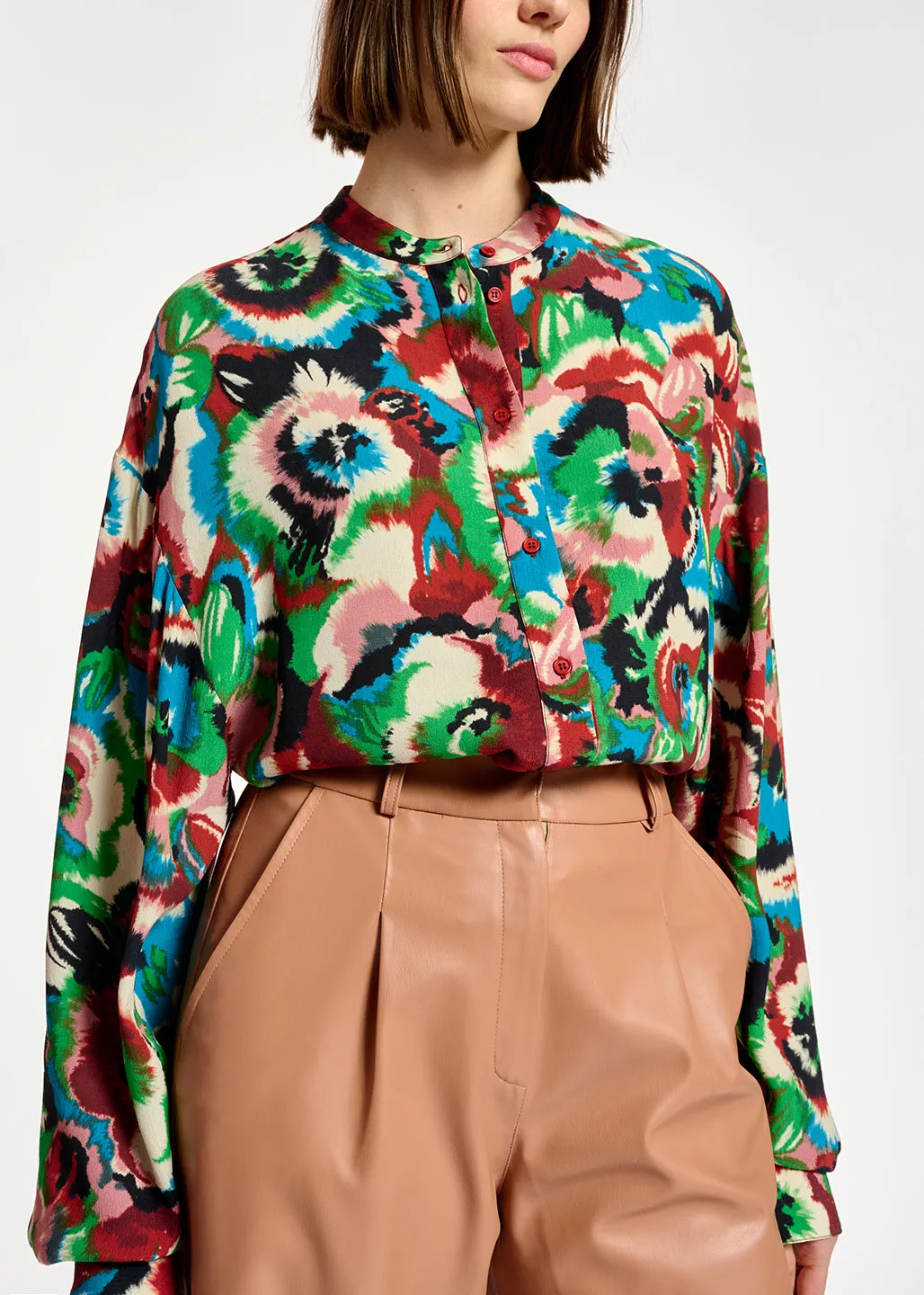 Multicolor floral-print shirt
