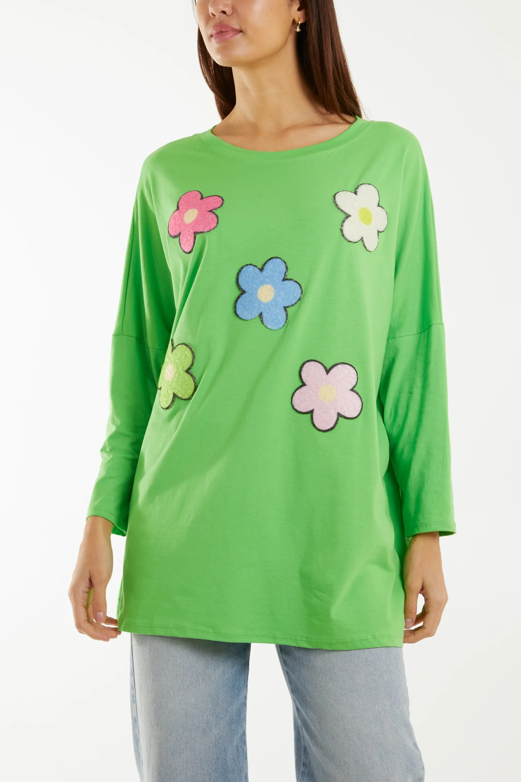 Multicolour Fluffy Daisy Long Sleeve Top