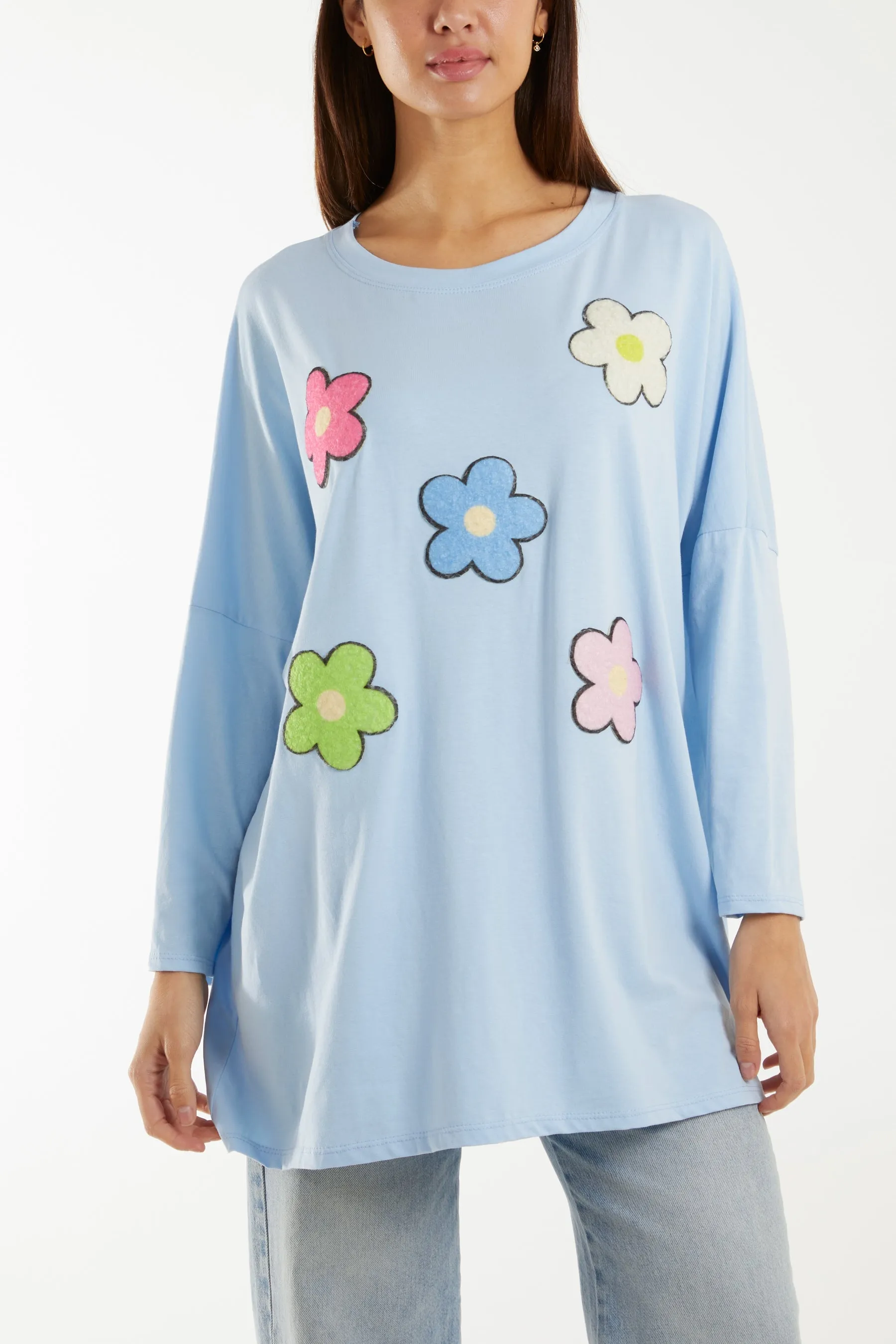 Multicolour Fluffy Daisy Long Sleeve Top