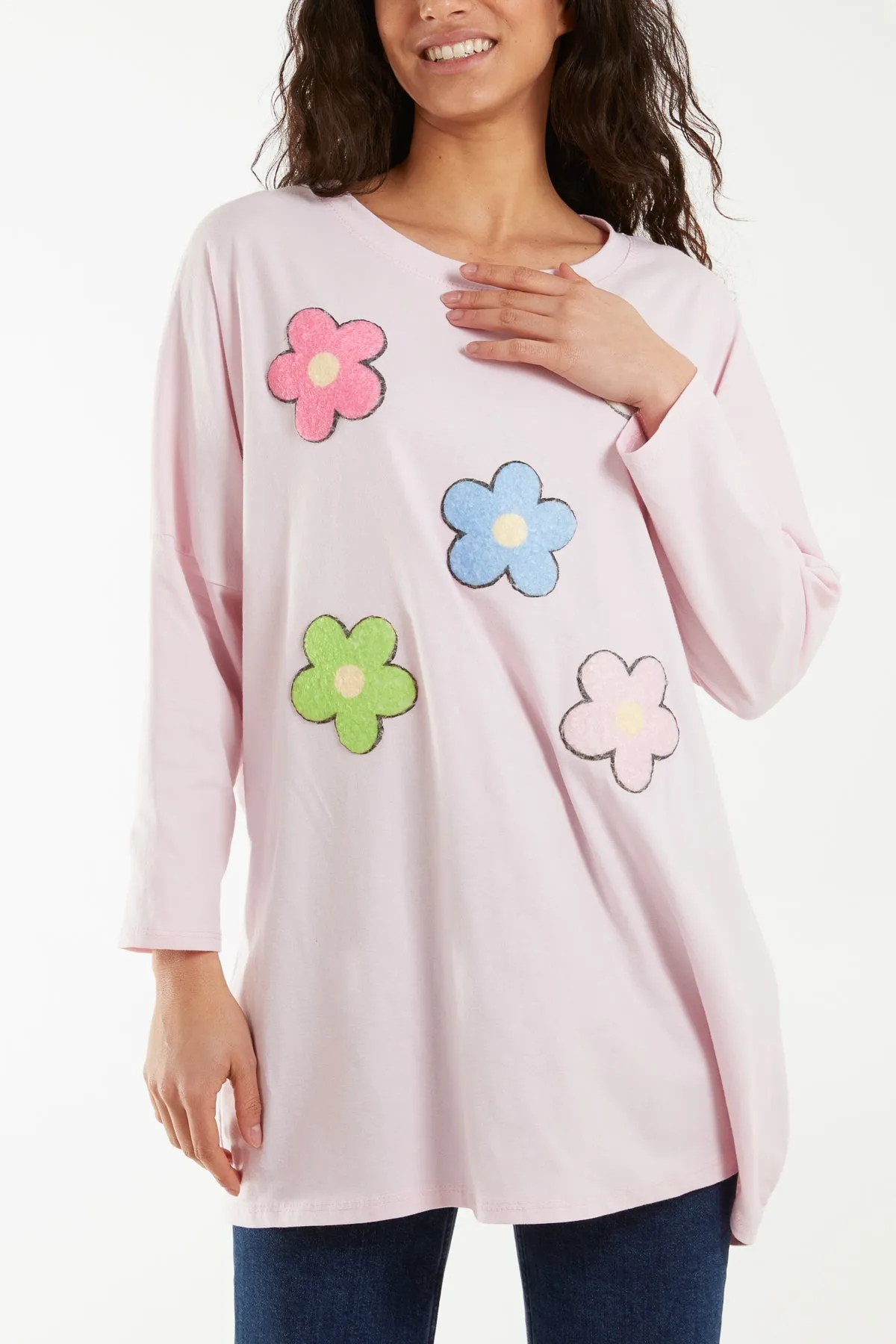 Multicolour Fluffy Daisy Long Sleeve Top