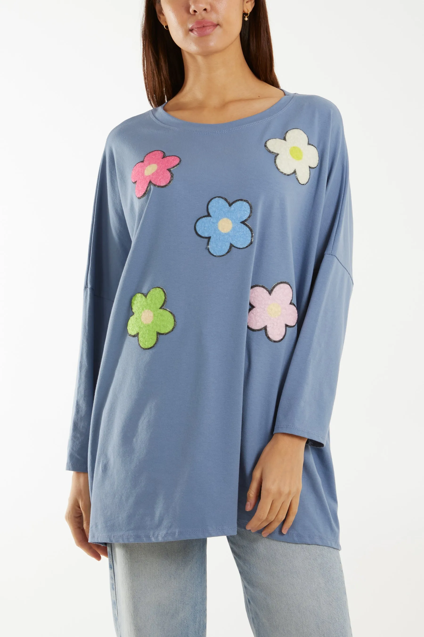 Multicolour Fluffy Daisy Long Sleeve Top