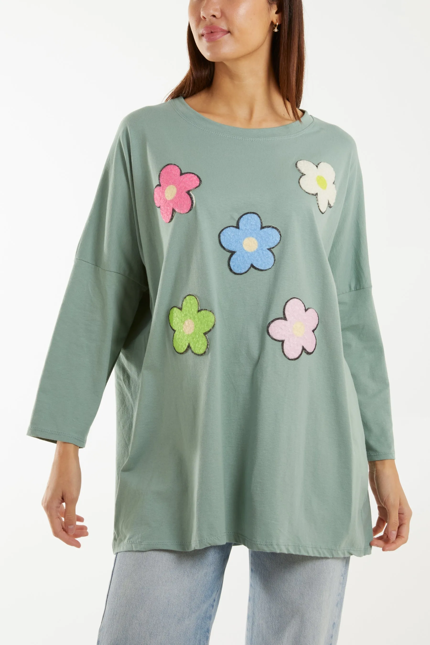 Multicolour Fluffy Daisy Long Sleeve Top