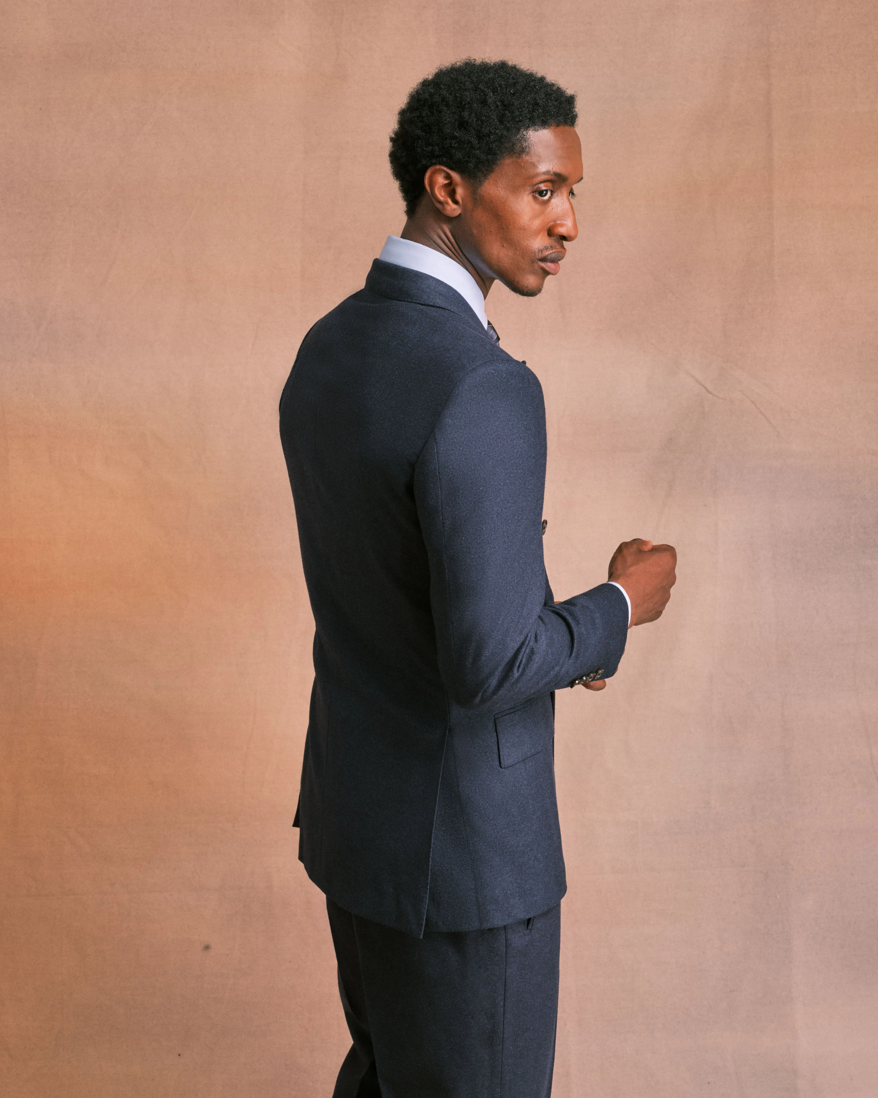 Navy Flannel Double-Breasted Suit