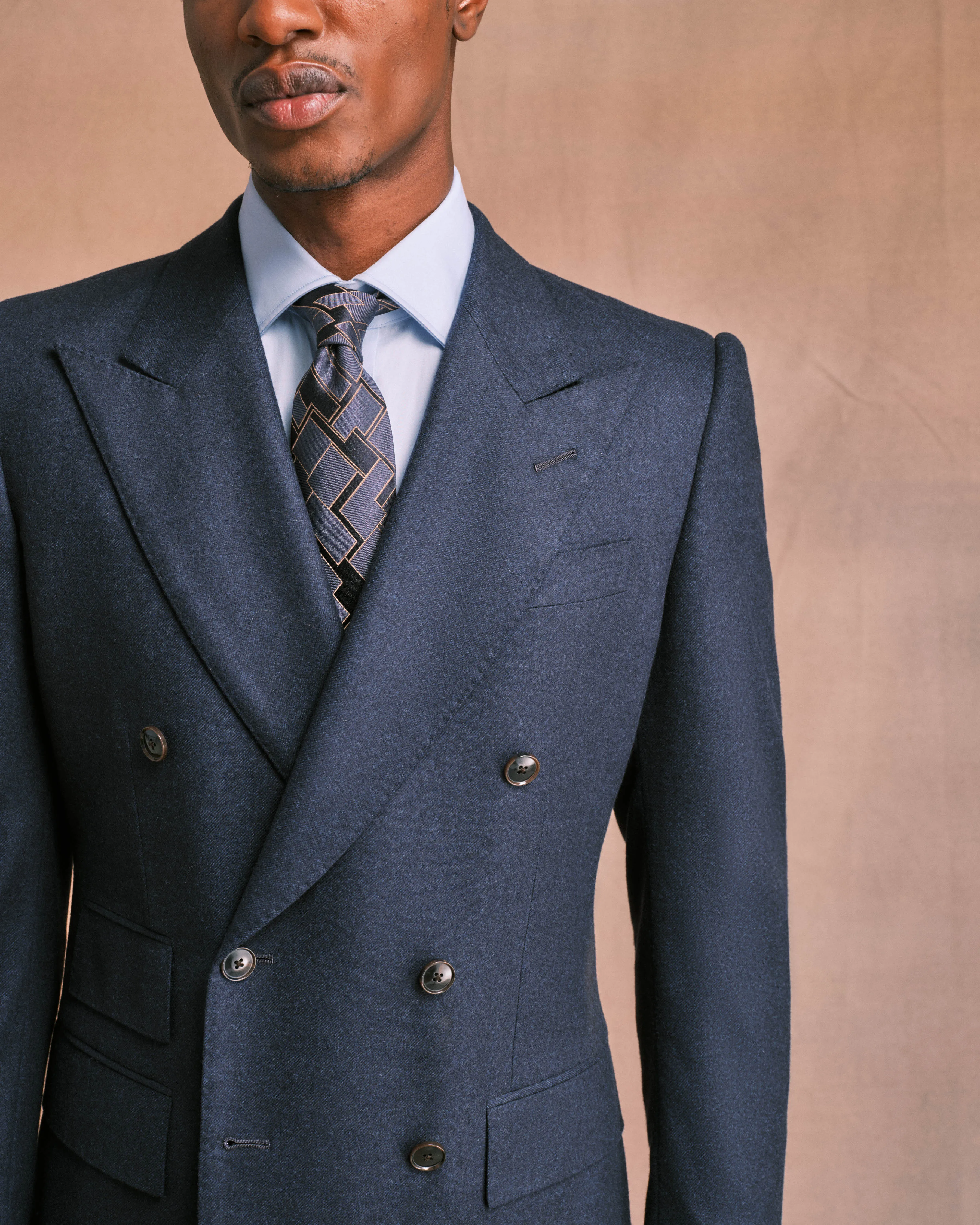 Navy Flannel Double-Breasted Suit