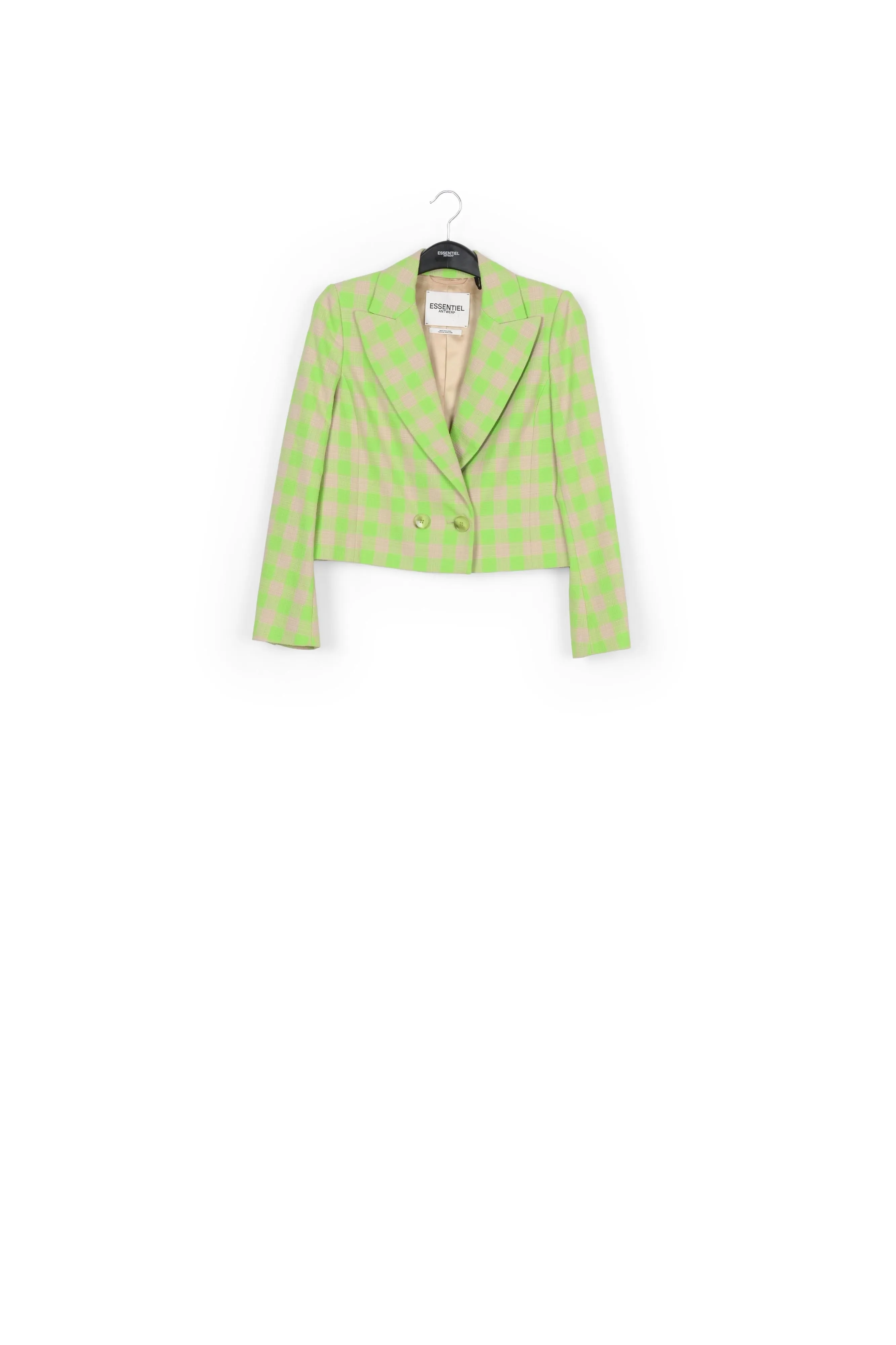 Neon green checkered cropped blazer