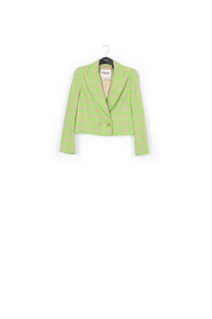 Neon green checkered cropped blazer
