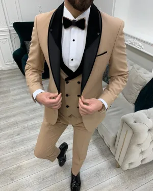 New Arrival Khaki Best Fitting Three Pieces Shawl Lapel Prom Men Suits