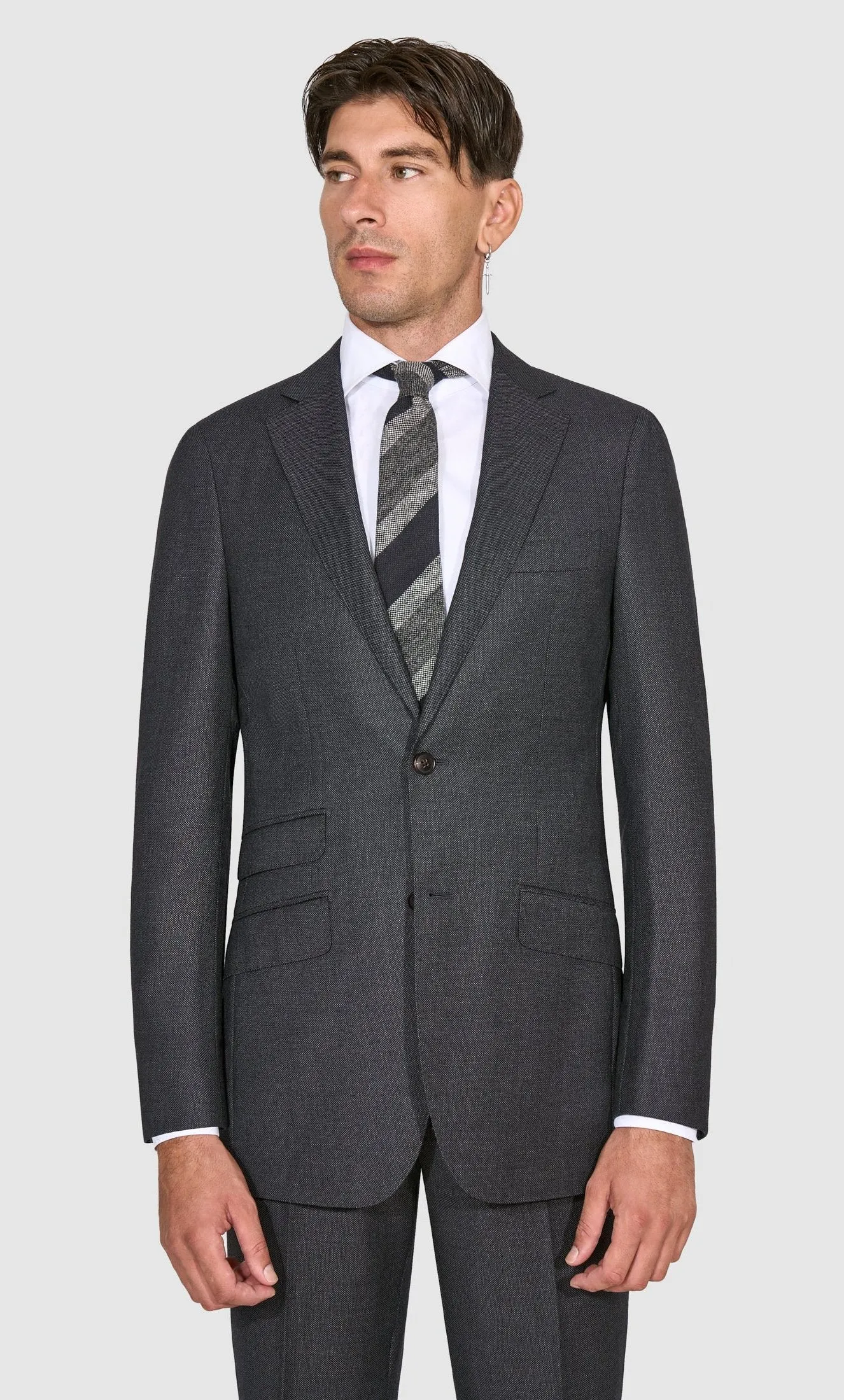 New Suitsupply Sienna Dark Gray Birdseye Pure Wool All Season Suit - Size 38L (Regular Fit)