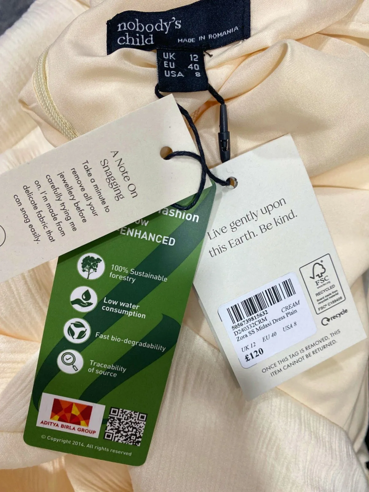 Nobody's Child Cream Liveaco Dress UK 12
