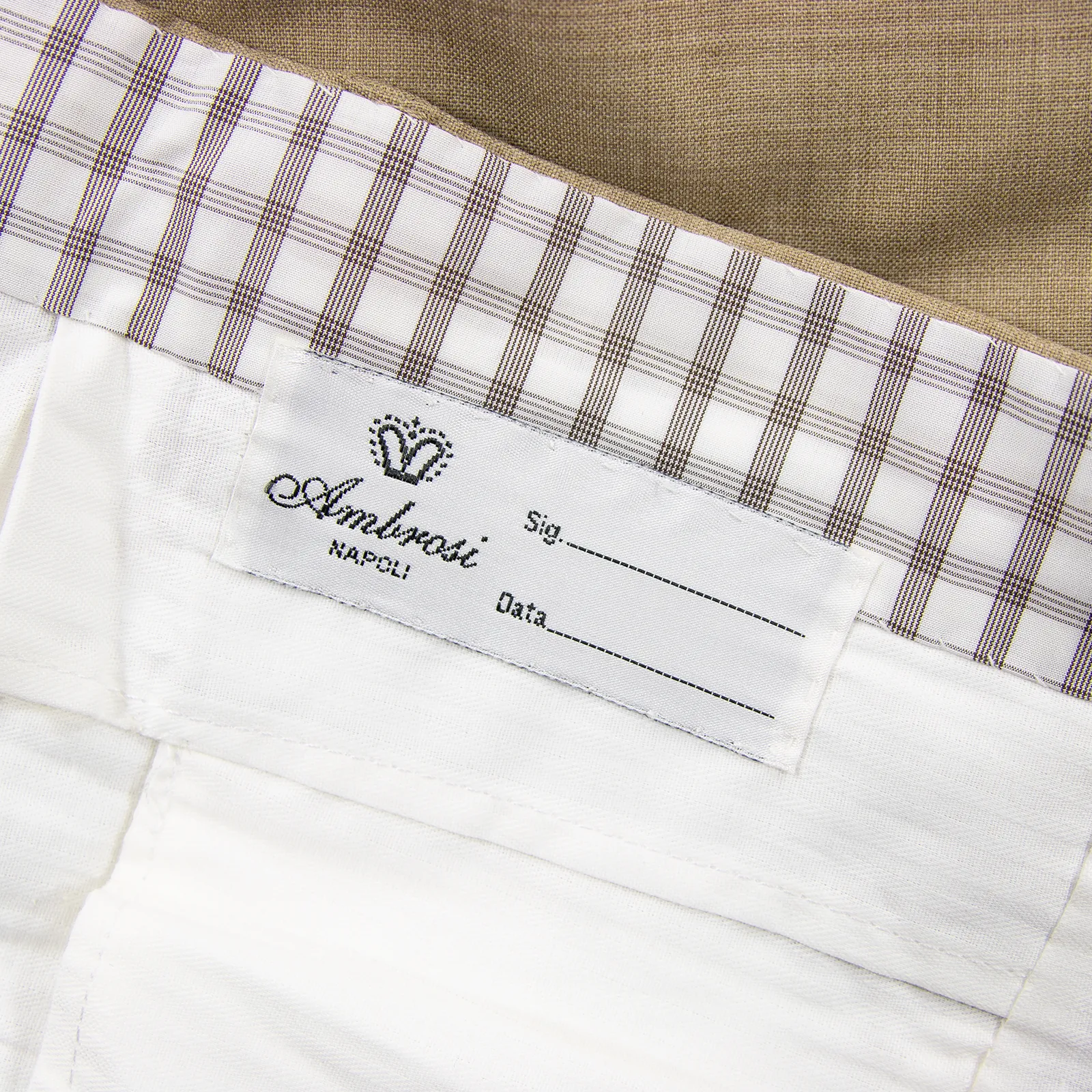 NWOT Ambrosi Tan Drapers Light Panama S120's Wool Flat Front Dress Pants 35W