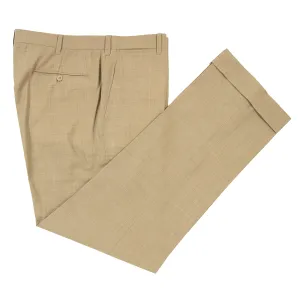 NWOT Ambrosi Tan Drapers Light Panama S120's Wool Flat Front Dress Pants 35W