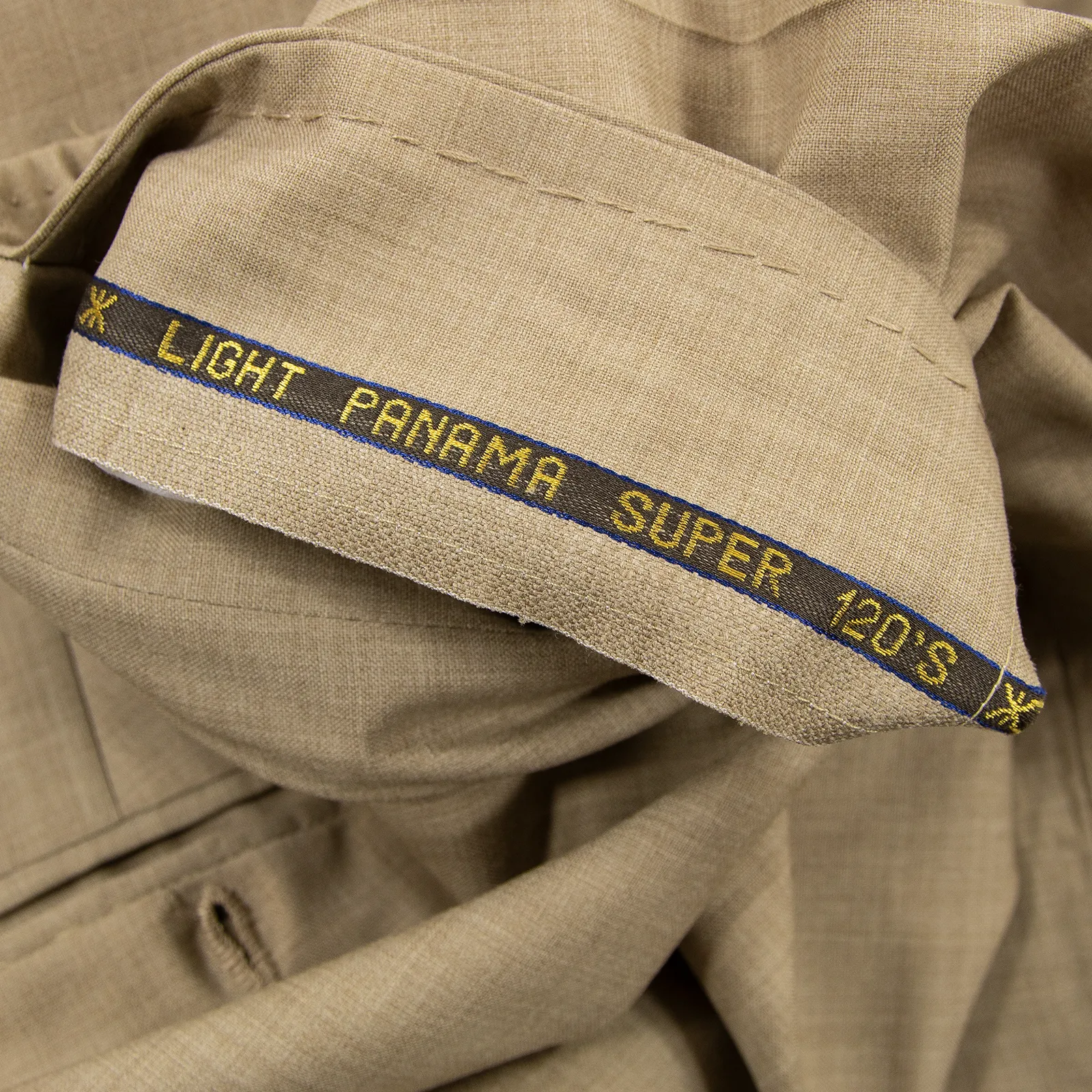NWOT Ambrosi Tan Drapers Light Panama S120's Wool Flat Front Dress Pants 35W