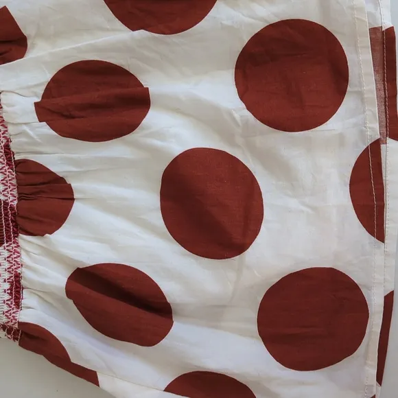 NWT Anthropologie Maeve Smocked Polka Dot Mini Skirt MEDIUM Cream Rust Pattern