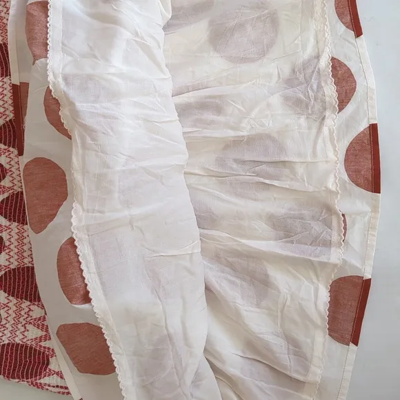 NWT Anthropologie Maeve Smocked Polka Dot Mini Skirt MEDIUM Cream Rust Pattern