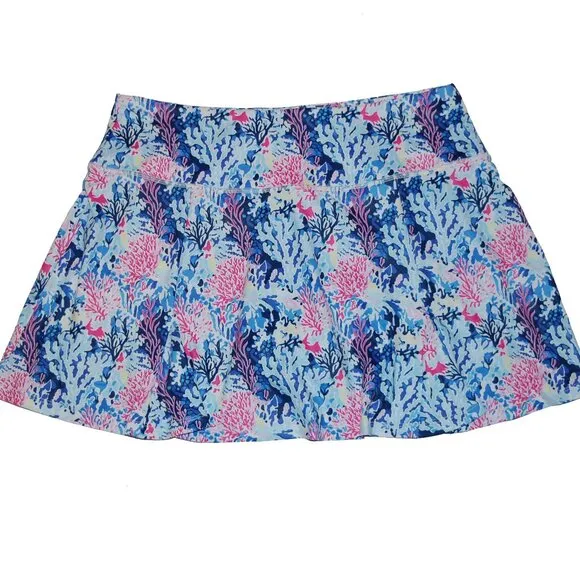 NWT Gottex Lifestyle Godet Skirt In Under The Sea Coral Skort XL