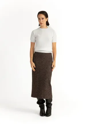Nyon Skirt - Jersey midi pencil skirt in brown