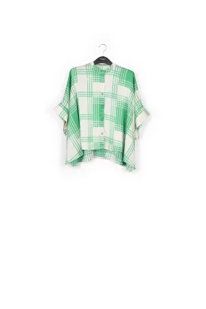 Off-white oversized shirt with green check motif