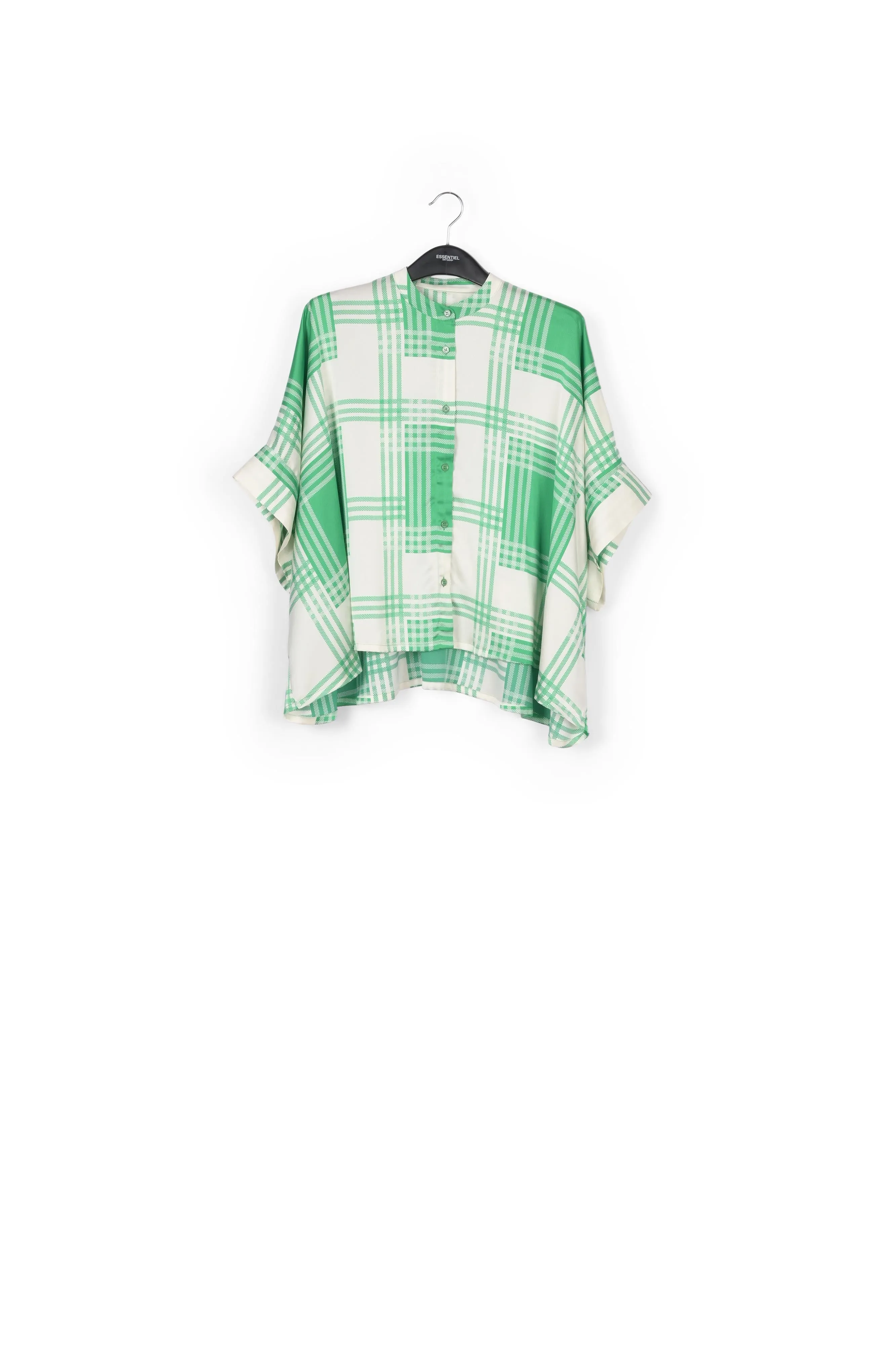 Off-white oversized shirt with green check motif