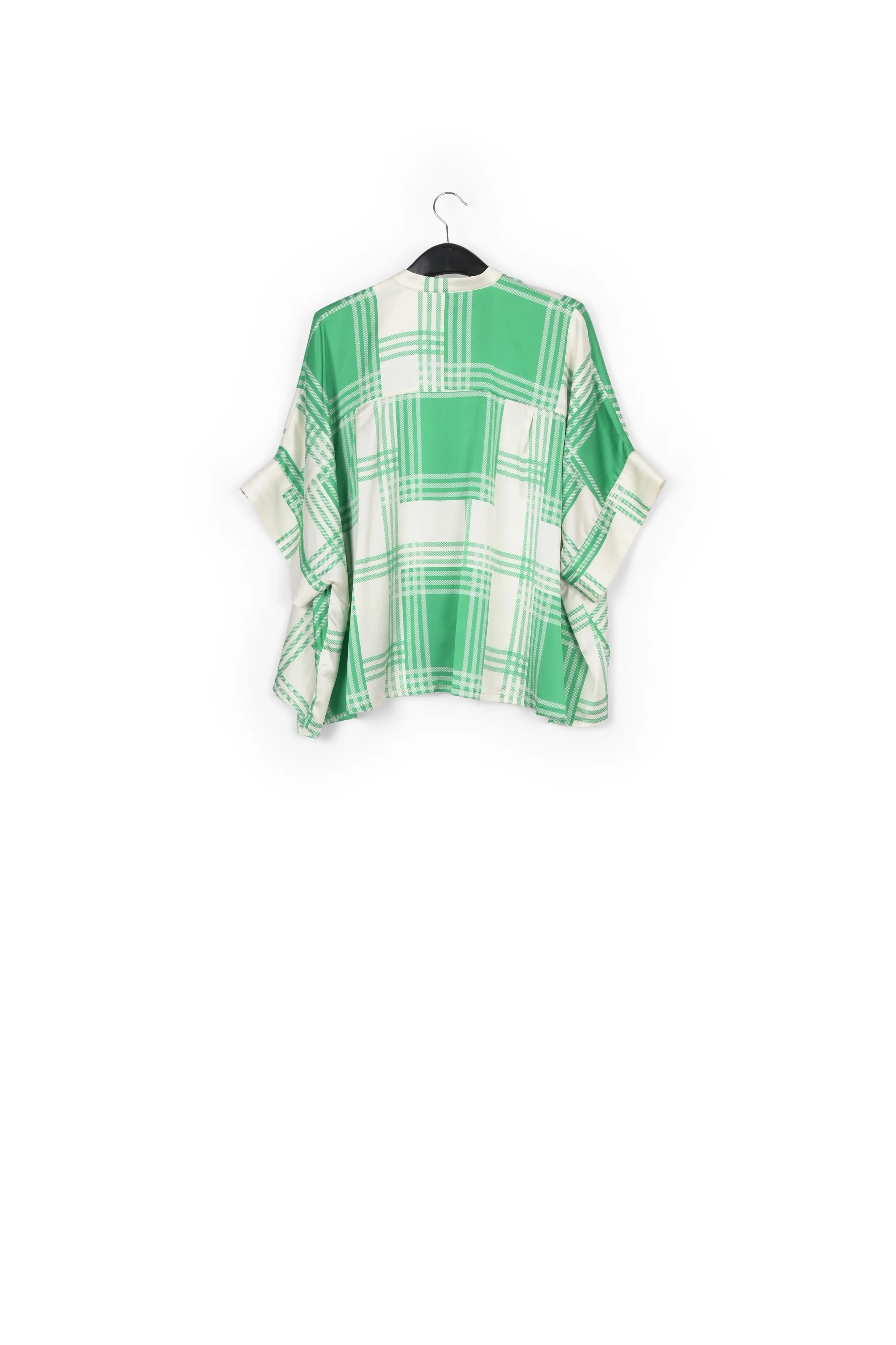 Off-white oversized shirt with green check motif