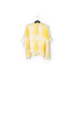 Off-white oversized shirt with yellow check motif
