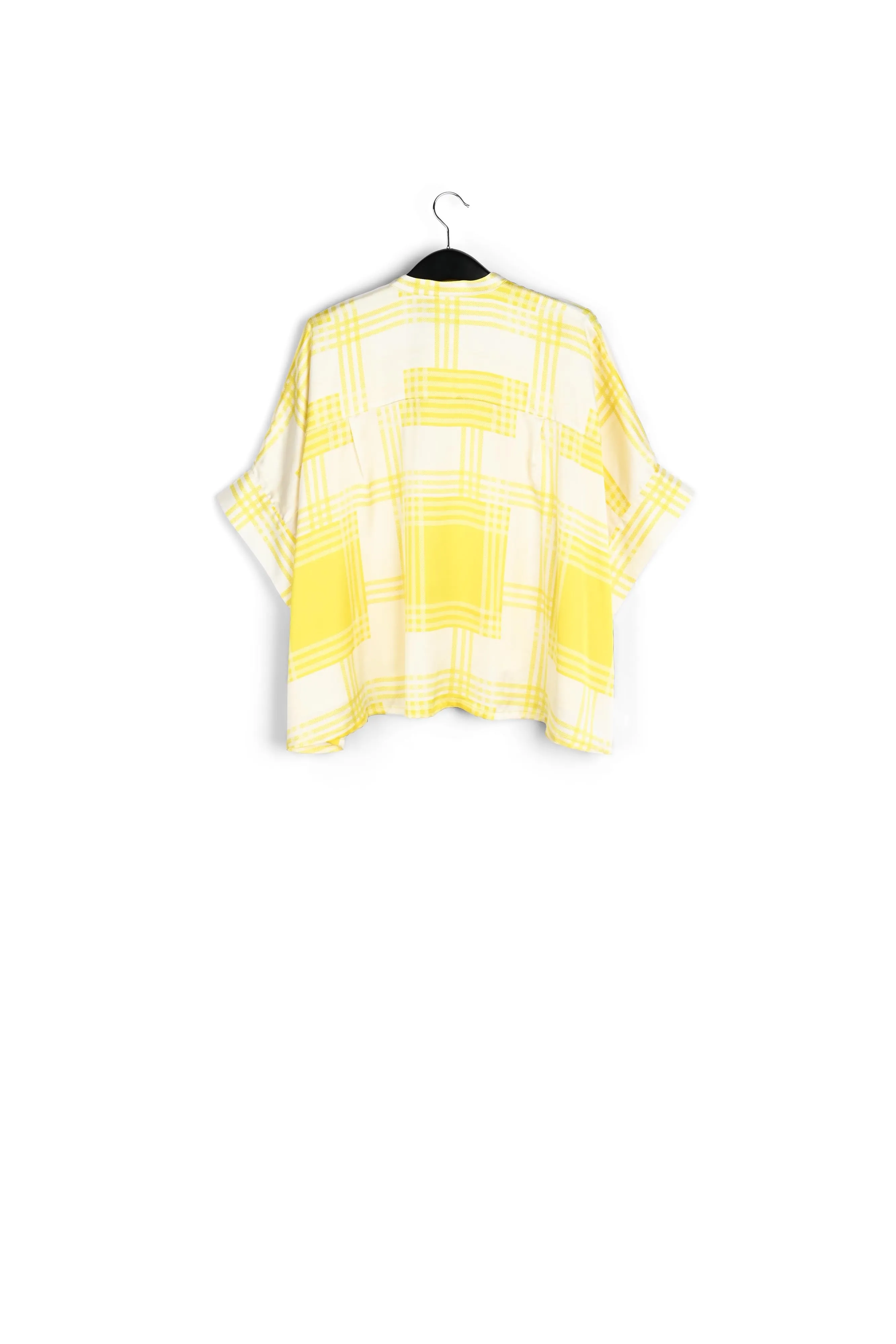 Off-white oversized shirt with yellow check motif