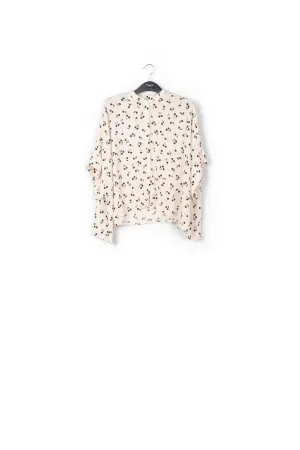 Off-white oversized top with black cherries motif