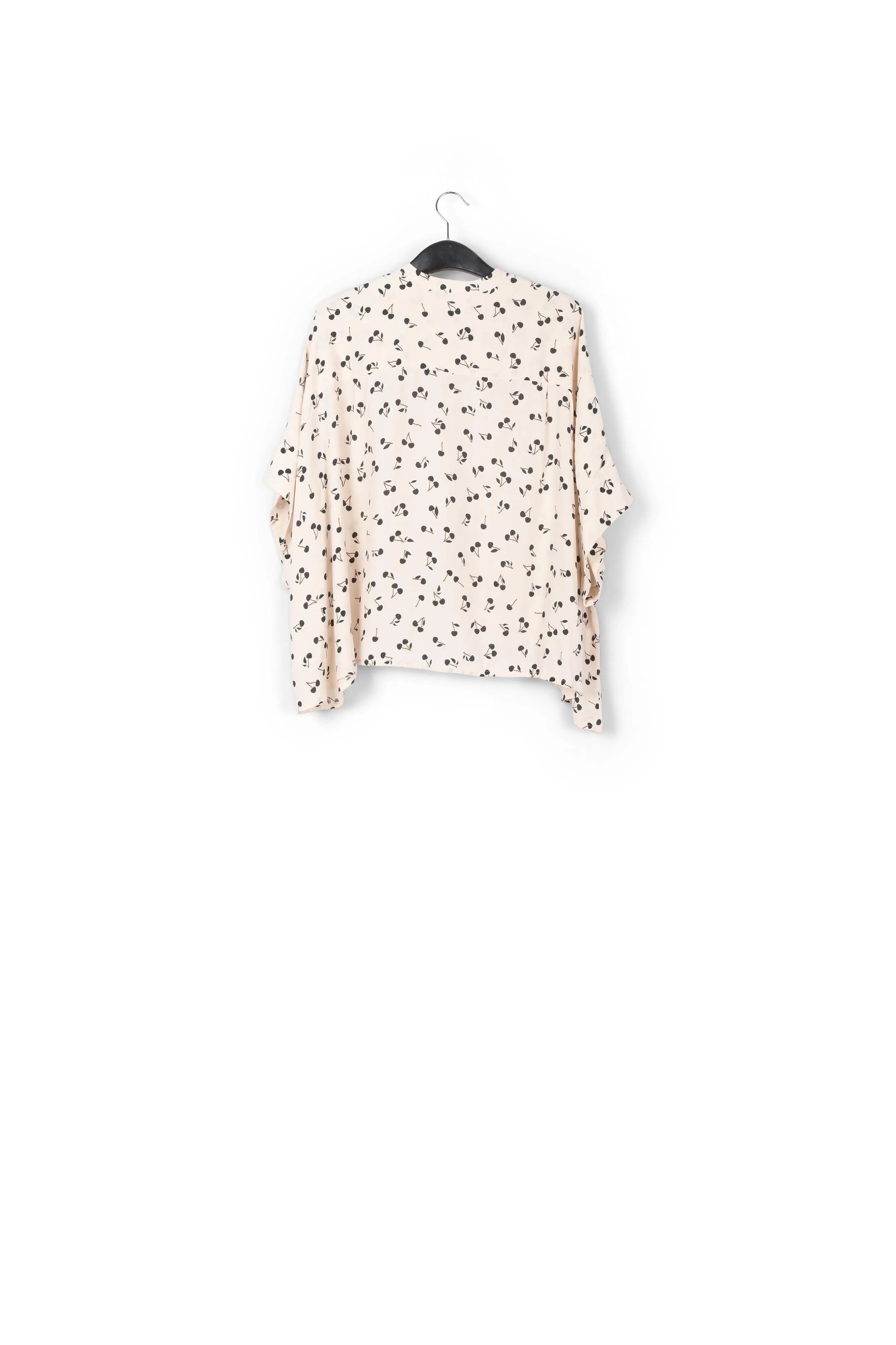 Off-white oversized top with black cherries motif