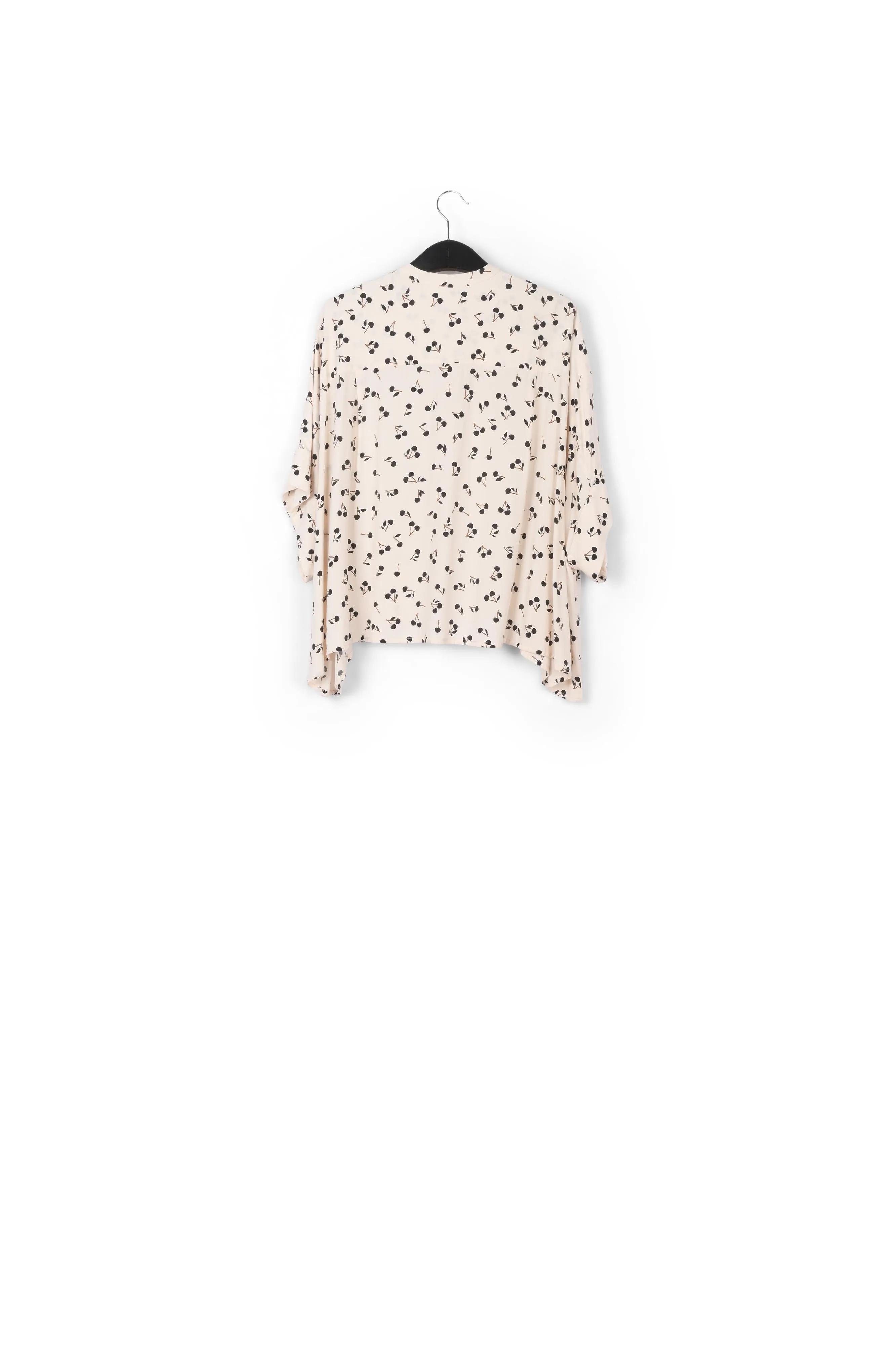 Off-white oversized top with black cherries motif