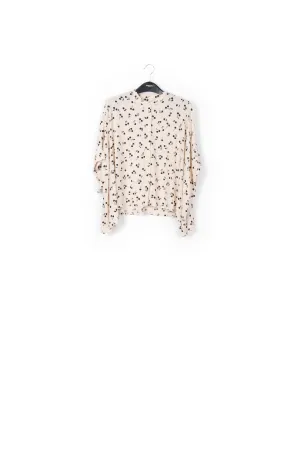 Off-white oversized top with black cherries motif