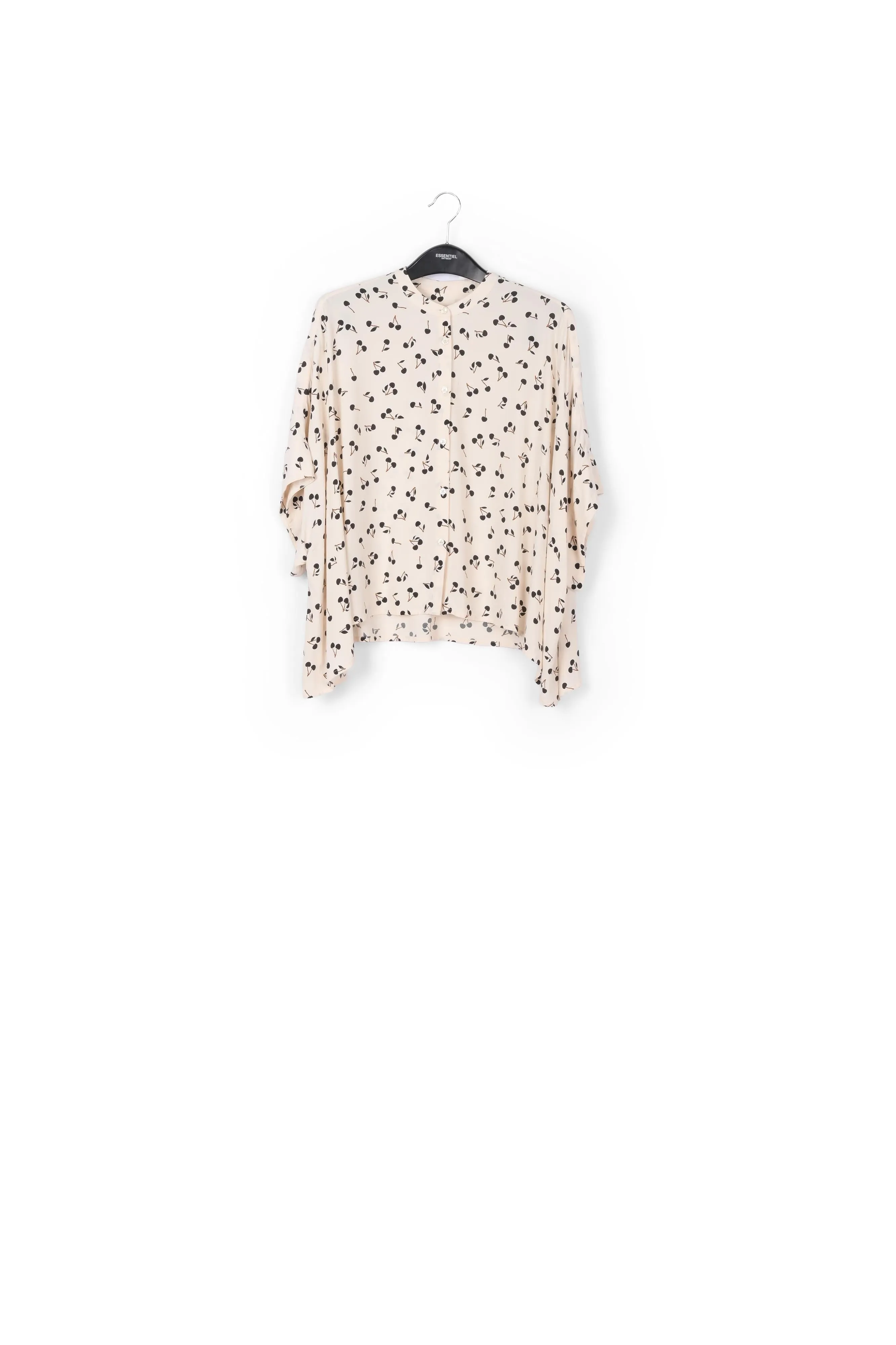 Off-white oversized top with black cherries motif