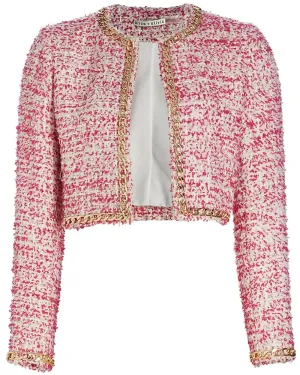 Off White Raspberry Kidman Cropped Tweed Jacket
