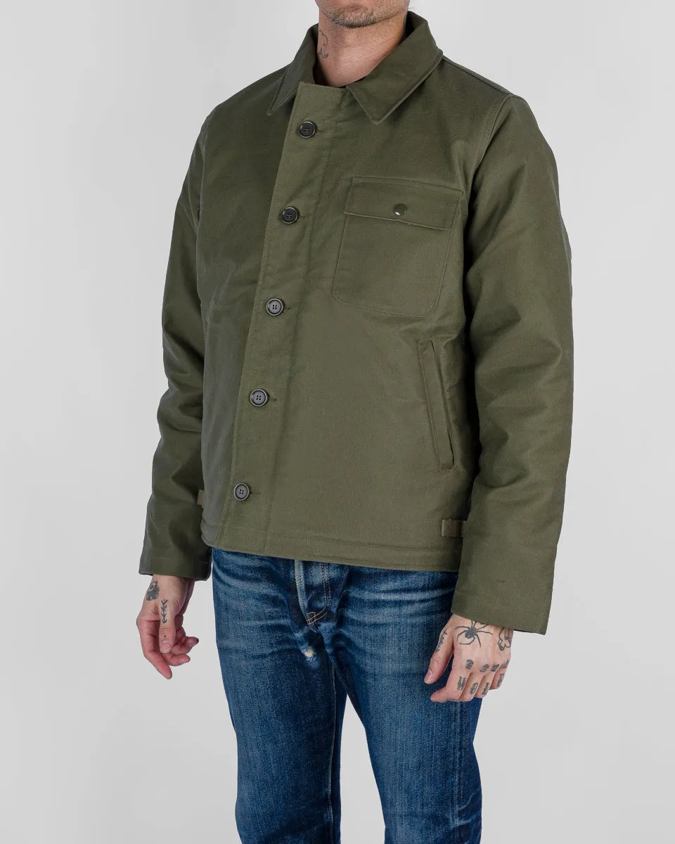 Oiled Whipcord A2 Deck Jacket - Army Green
