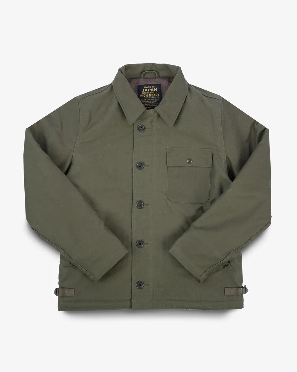 Oiled Whipcord A2 Deck Jacket - Army Green