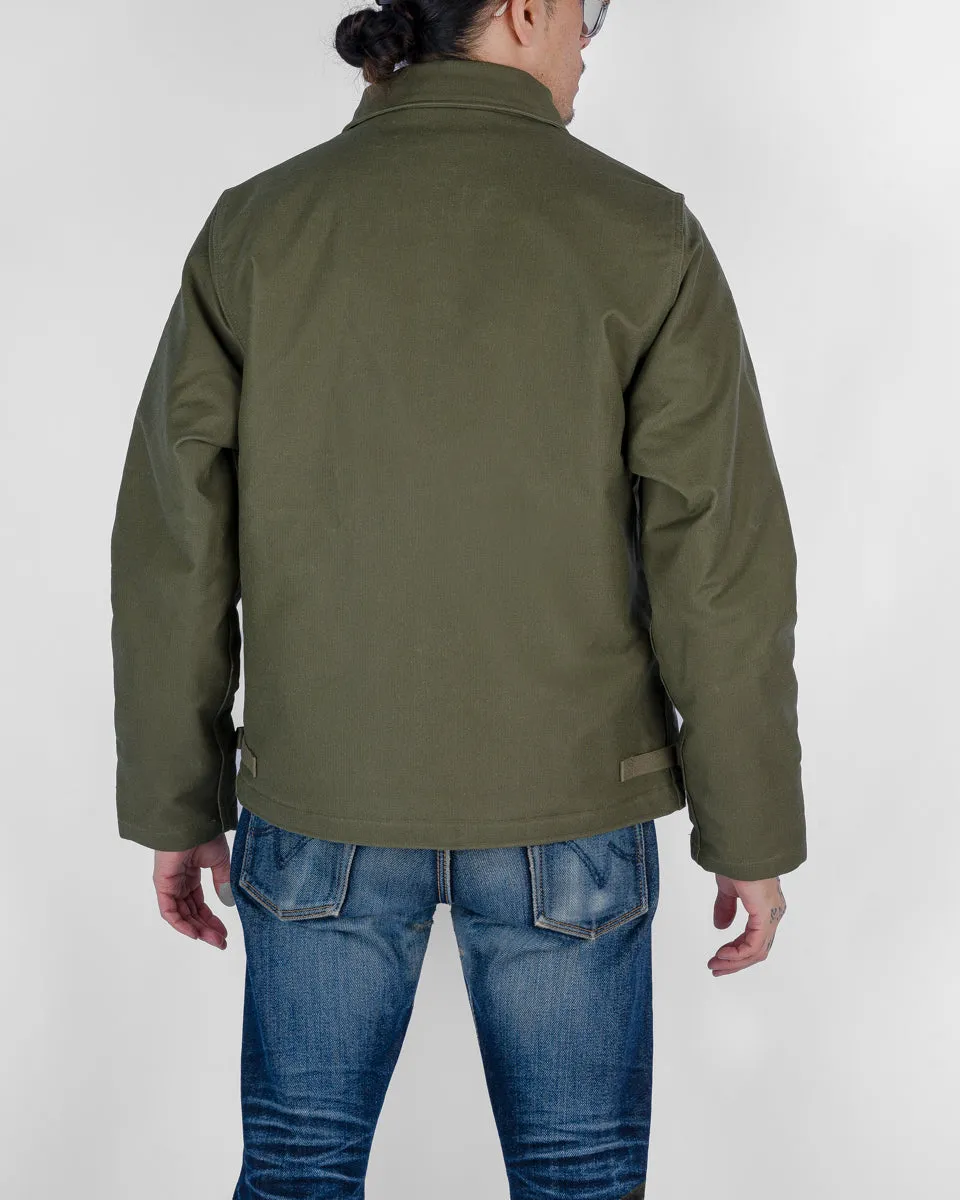 Oiled Whipcord A2 Deck Jacket - Army Green
