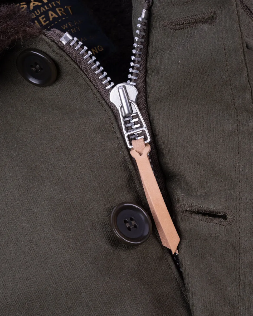Oiled Whipcord N1 Deck Jacket - Army Green