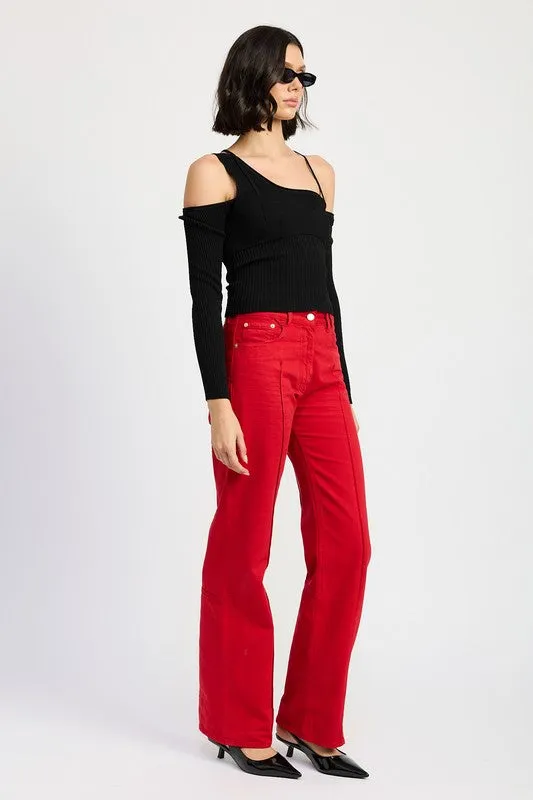 One Shoulder Long Sleeve Top