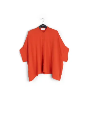 Orange boxy-cut seersucker shirt